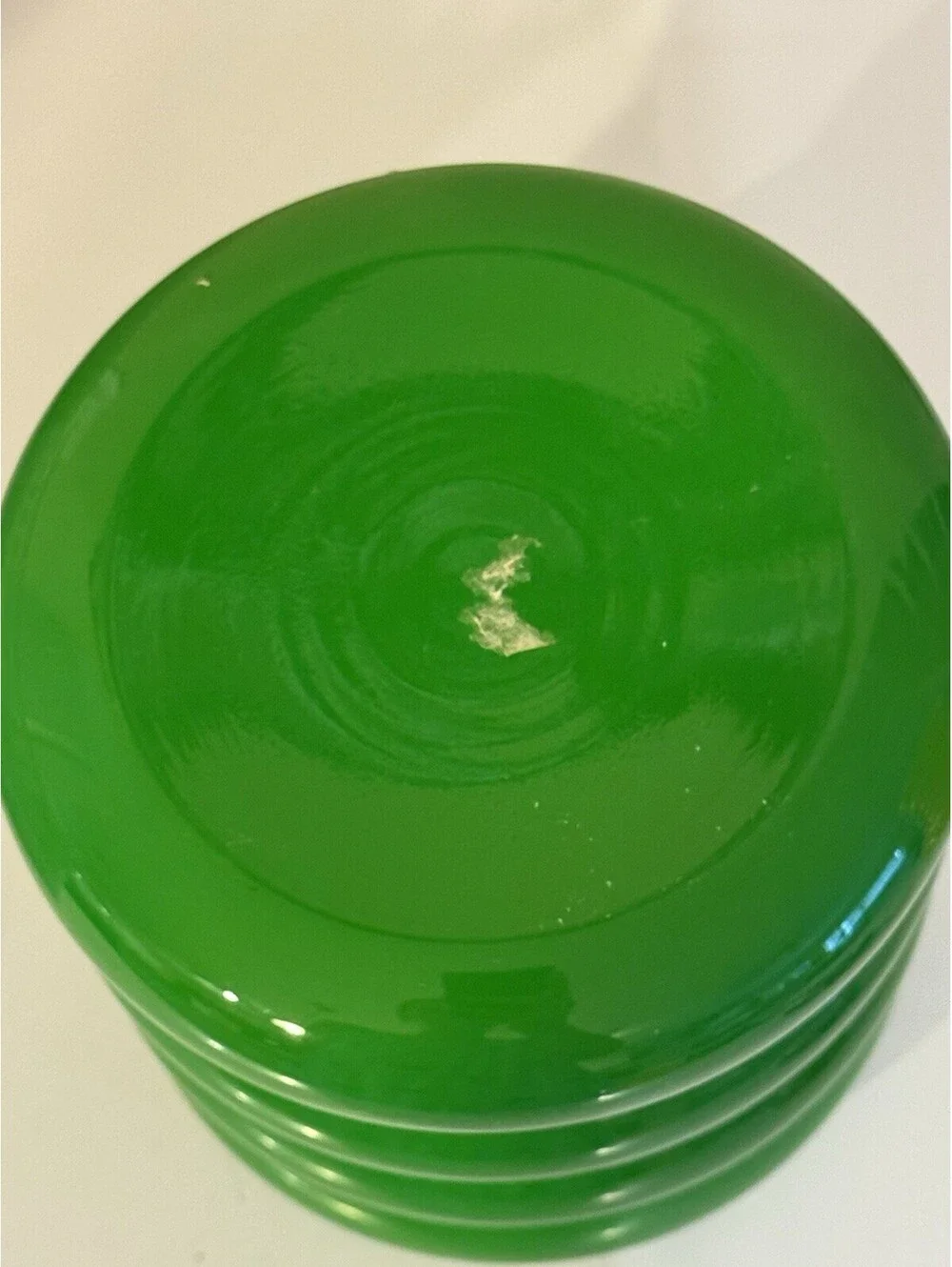 IKEA Green Ribbed Glass Vase, Glossy Finish, 7.5 in H Decorative Container